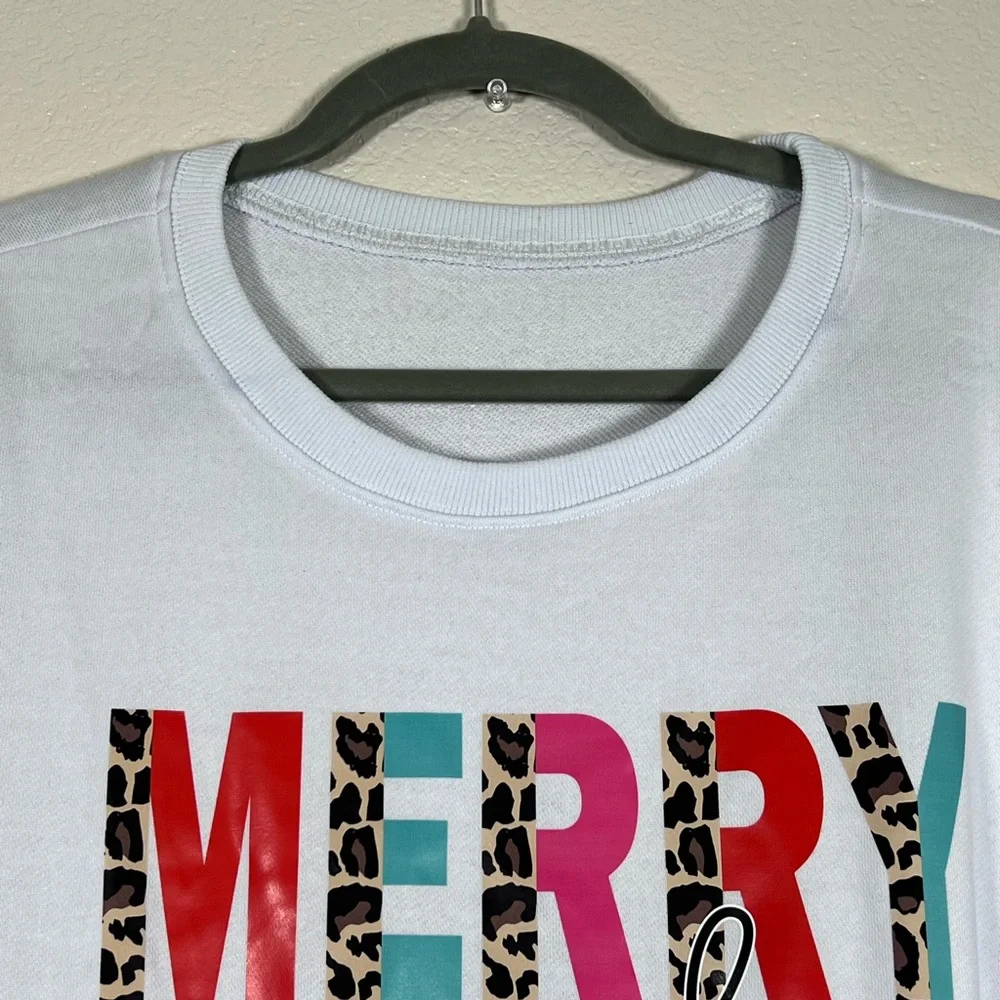 White “Merry and Bright” sweater, size 2X - Picture 2 of 5